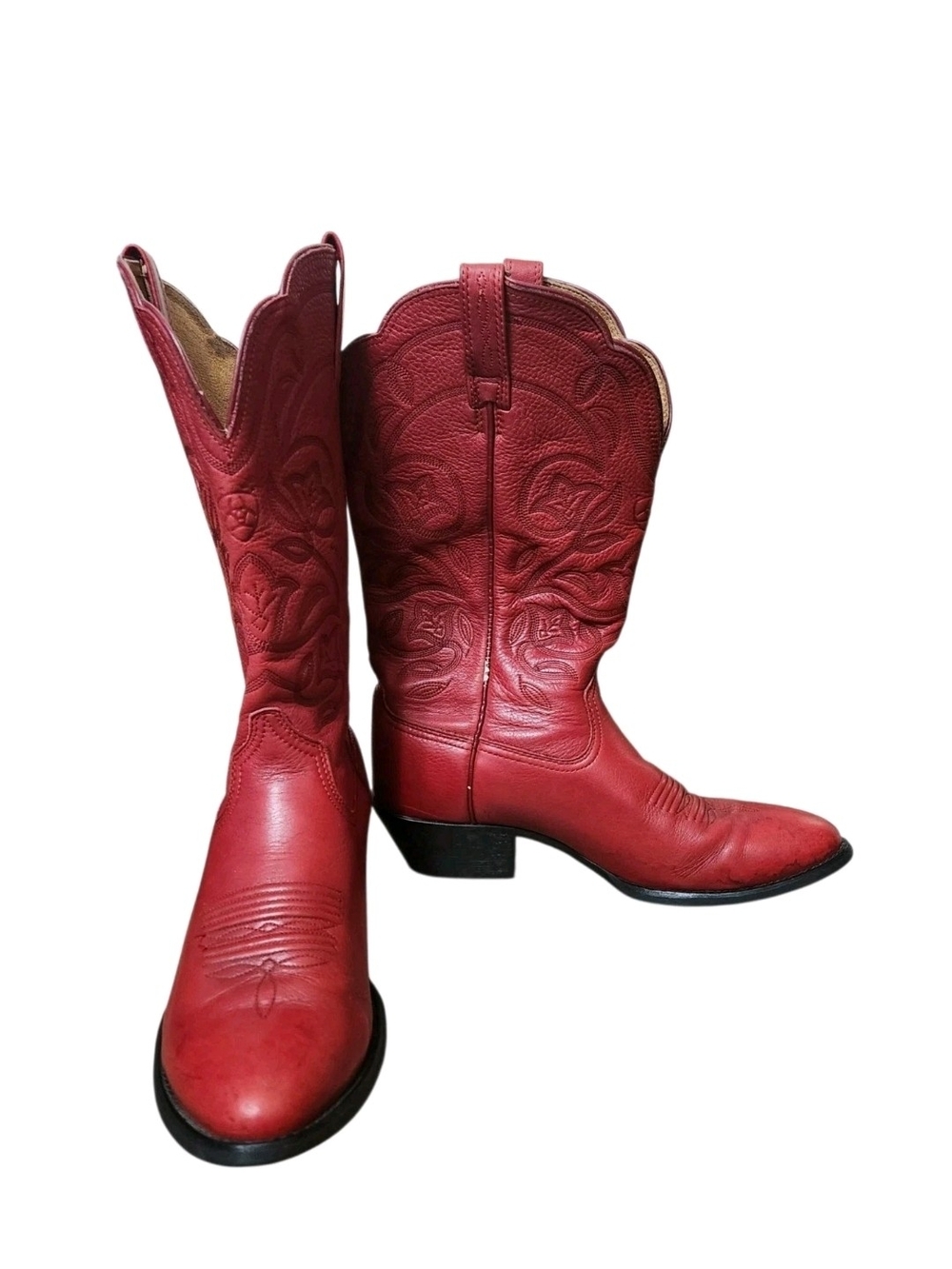 Ariat 15761 Red Cowboy Boots Women Size 8.5B Floral Embroidered Western Cowgirl - Picture 6 of 16
